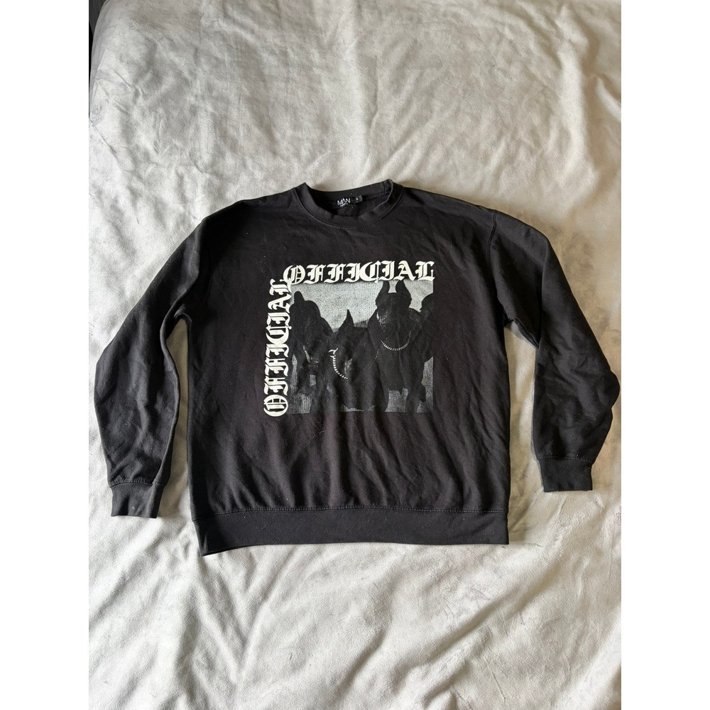 BoohooMAN Official Doberman Graphic Sweatshirt Black Mens